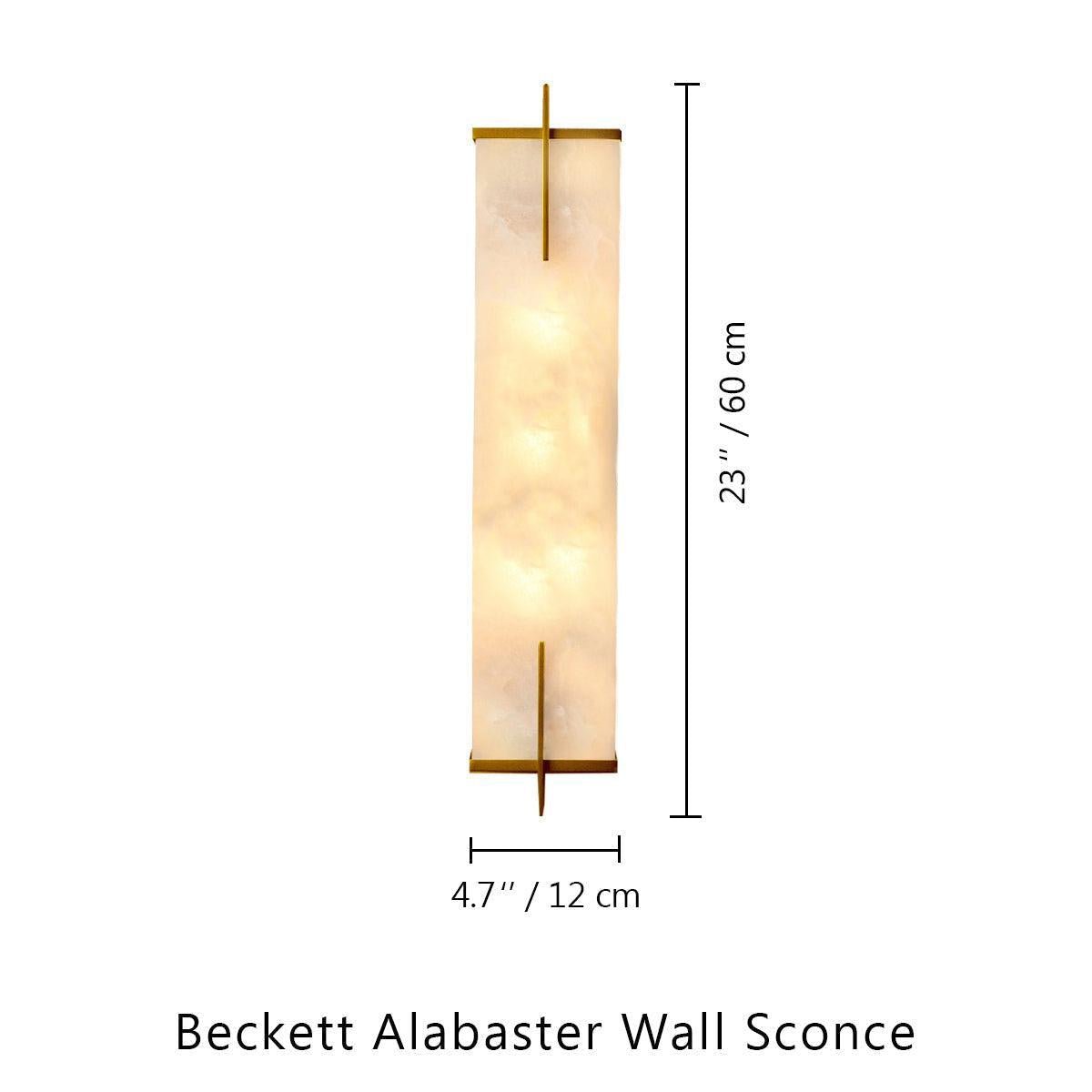 Beckett Alabaster Wall Sconce - ∅ 4.7″ x H 23.6″ / Dia 12cm x H 60cmBrassBlushlighting