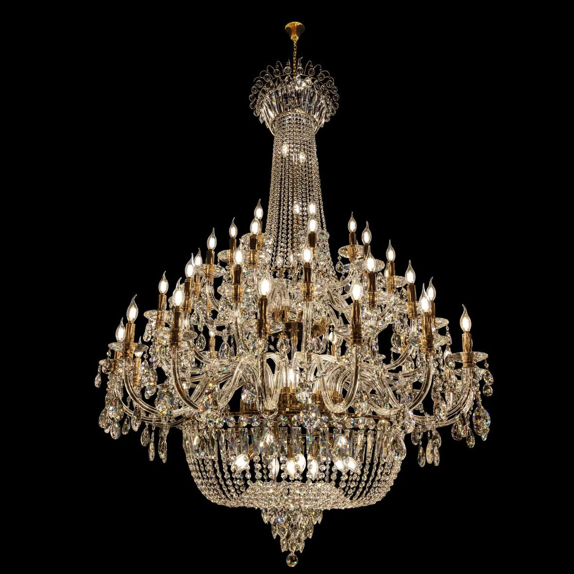 Extra Large European-style Multi-layers Candle Luxury Crystal Chandelier Gold Art Foyer/Staircase Decorative Light Fixture-MEET LIGHTING