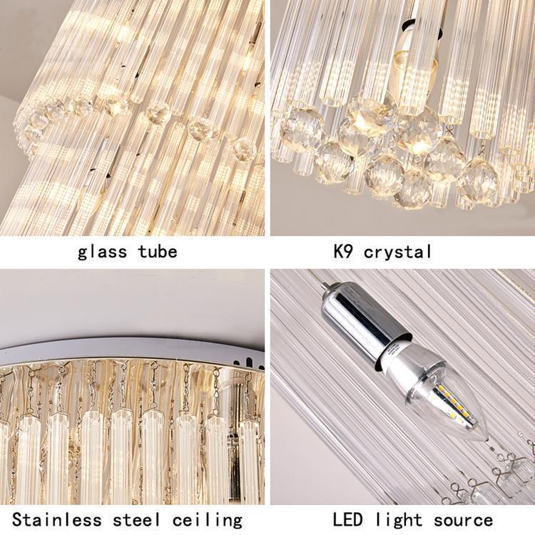 Camille Multiple Tier Crystal Chandelier - Diameter( 15.8 in ) x Height ( 39.4 in )3 Layers Meet Lighting