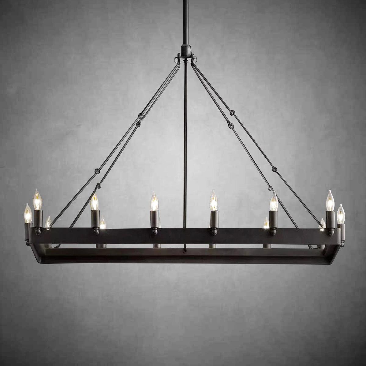 Camine Vintage Candelabra Rectangular Chandelier 41''52''
