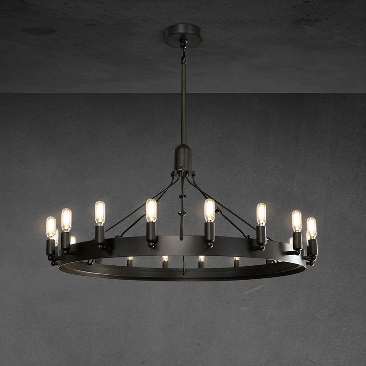 Camine Vintage Candelabra Round Chandelier 38"