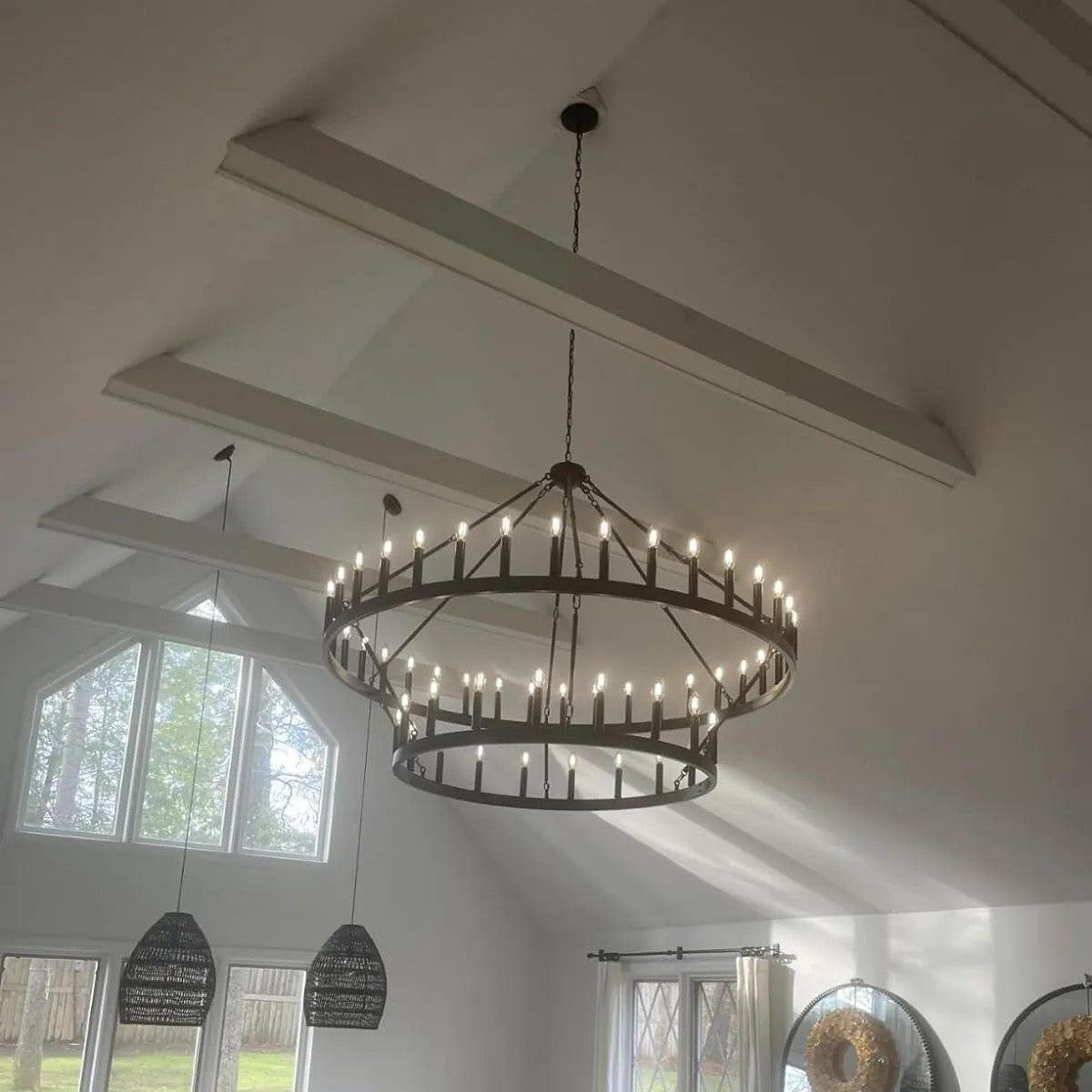 Camine Vintage Filament 2-Tier Round Chandelier 63''