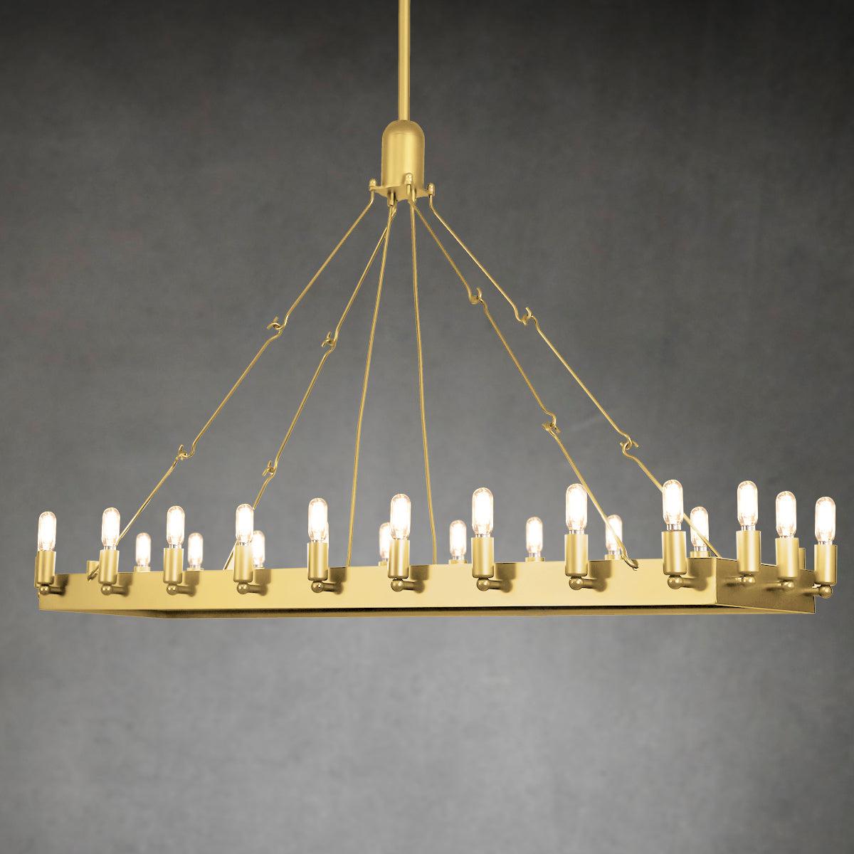 Camine Vintage Filament Rectangle Chandelier 41''52''