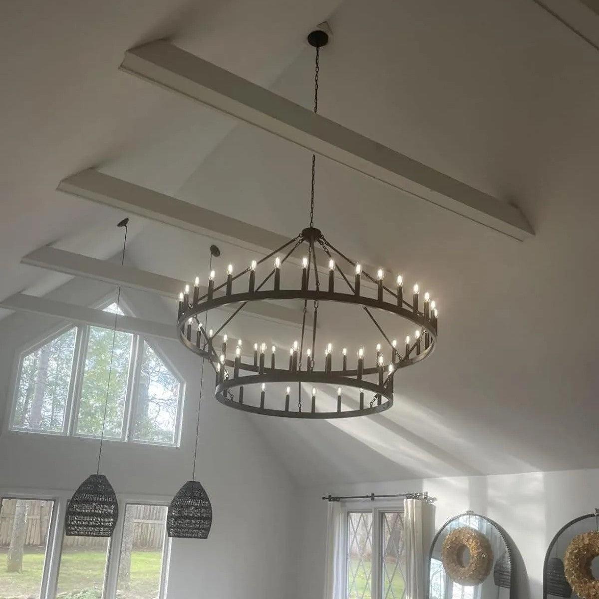 Camine Vintage Filament Two-Tier Round Chandelier 38"