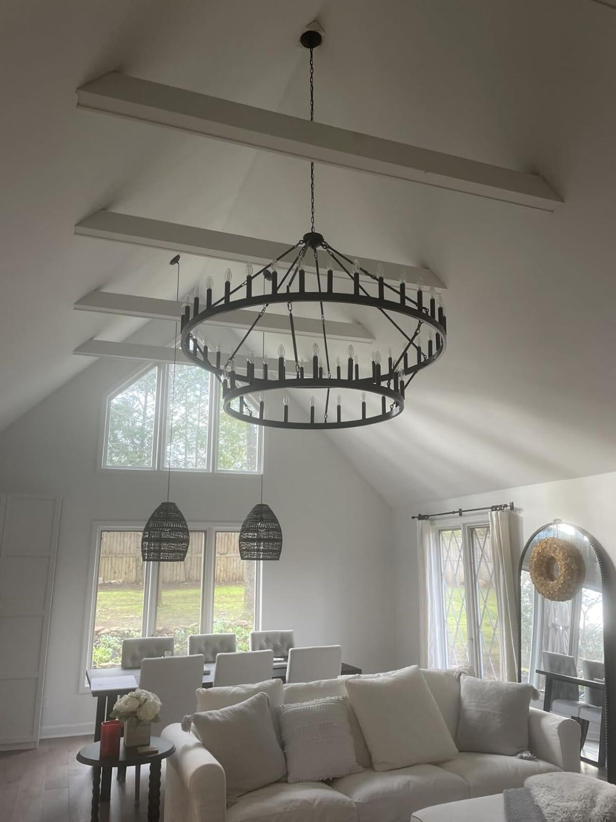 Camine Vintage Filament Two-Tier Round Chandelier 38"