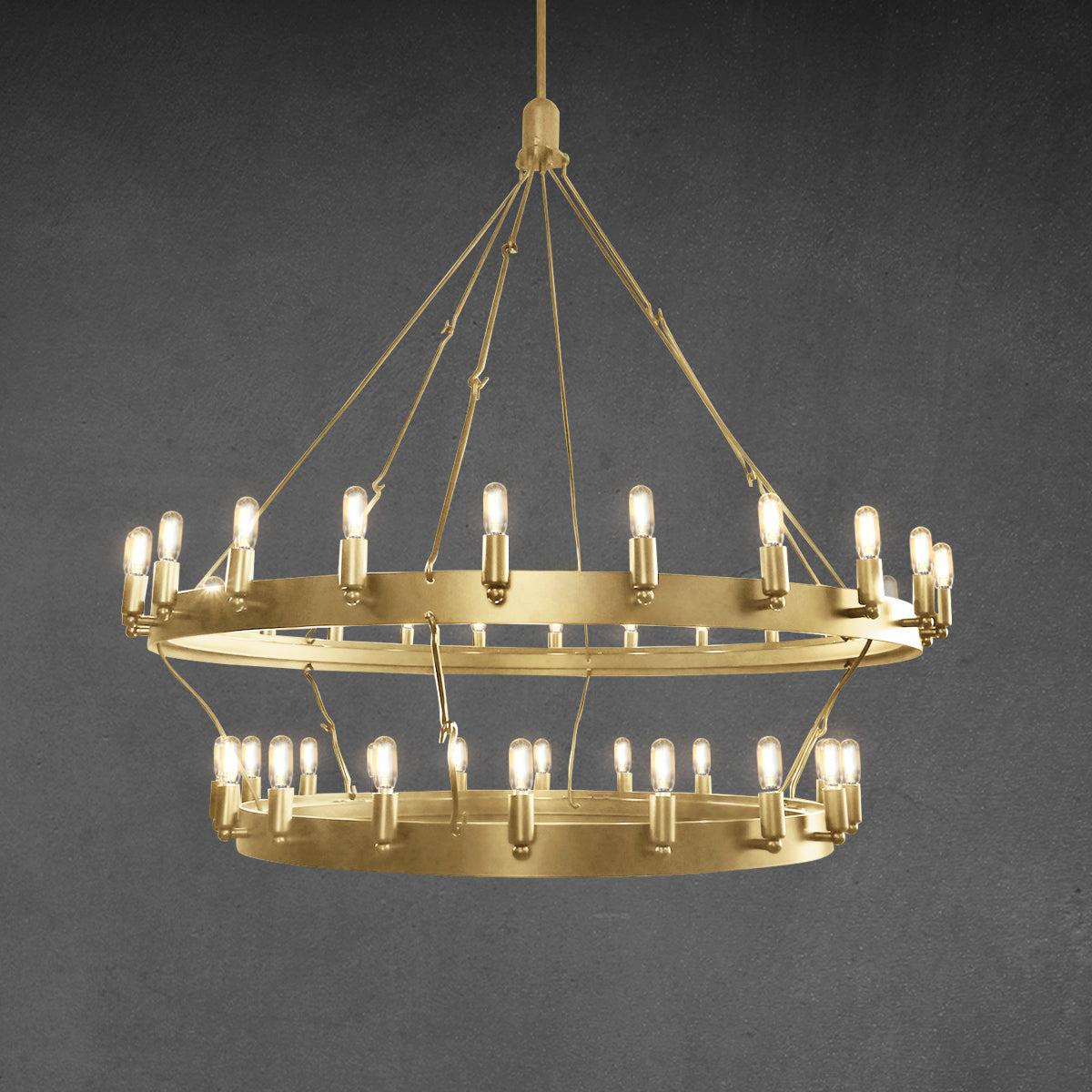 Camine Vintage Filament Two-Tier Round Chandelier 38"