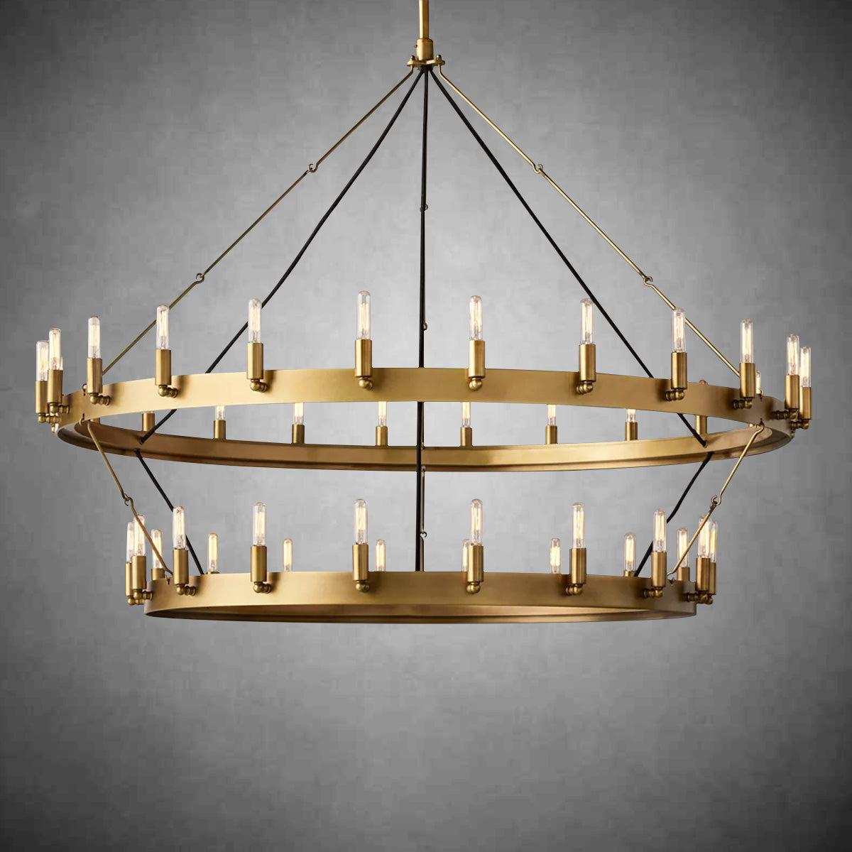 Camine Vintage Filament Two-Tier Round Chandelier 71"