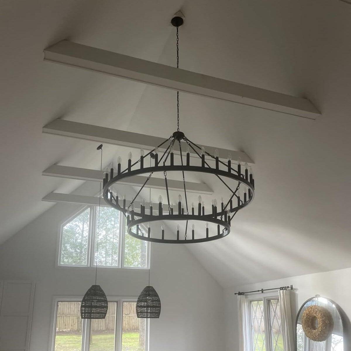 Camine Vintage Filament Two-Tier Round Chandelier 71"
