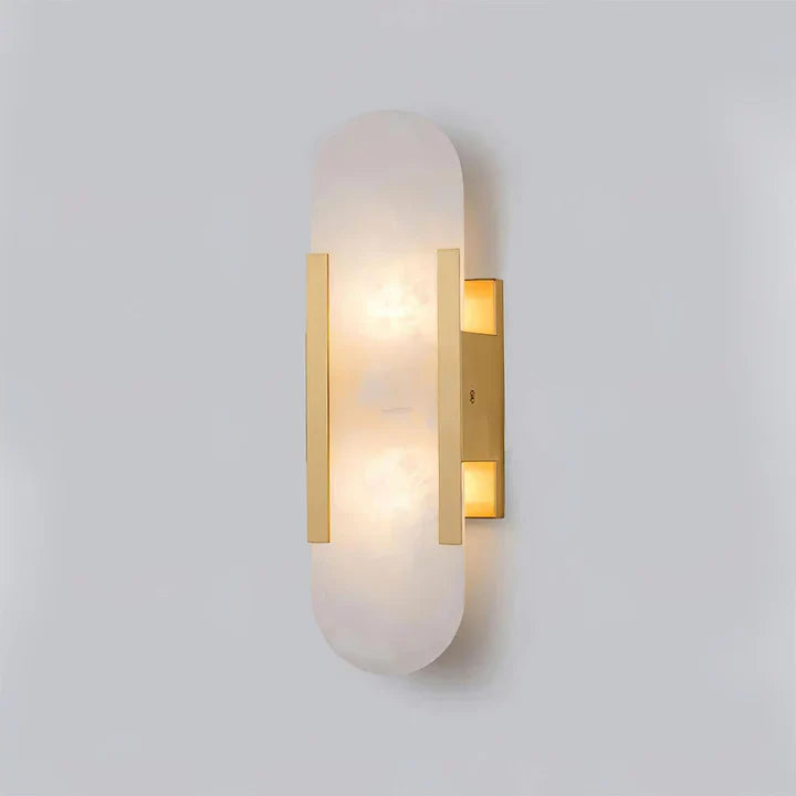 Modern Melange Elongated Alabaster Linear Wall Sconce