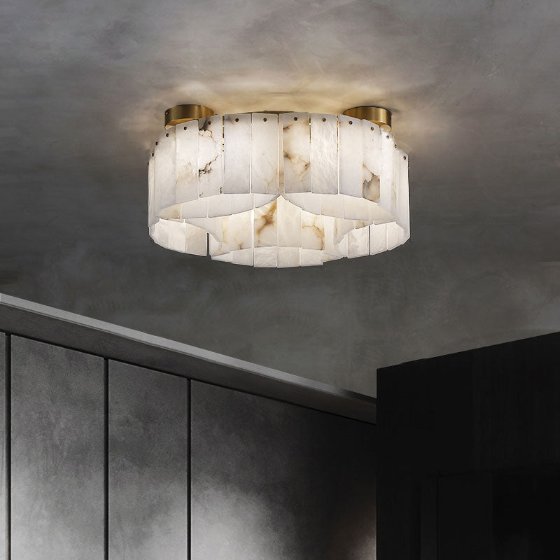 Contemporary Alabaster Flush Mount Ceiling Lamp - 33.46" D x 8.86" HBlushlighting