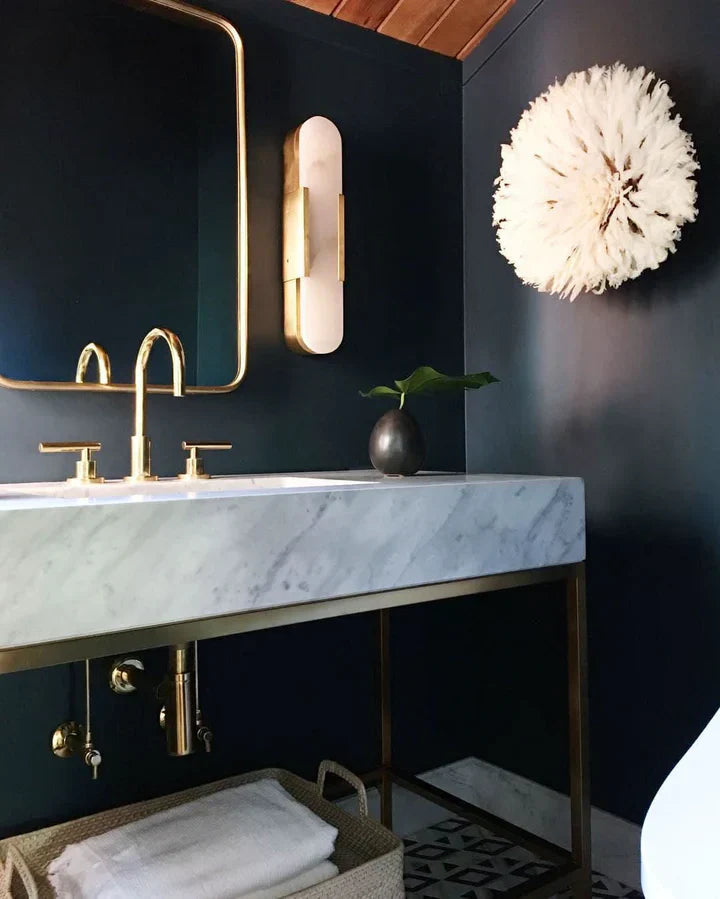 Modern Melange Elongated Alabaster Linear Wall Sconce