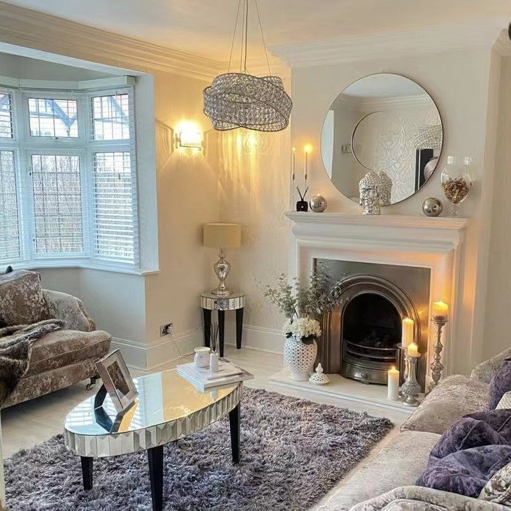 Round Crystal Ring Chandelier in Silver/Gold Finish for Lowg-ceiling-MEET LIGHTING