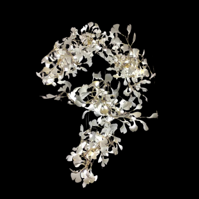 Ginkgo Leaf Flower Ceramics Chandelier For Foyer / Staircase /Hallway-MEET LIGHTING