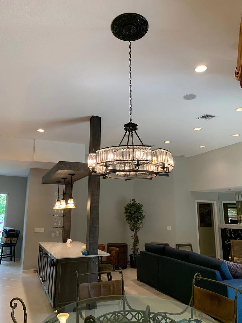 Decorative 6/ 8/ 10/ 12-Light Crystal Ceiling Chandelier Triangular Prism Island Light Fixture Metal Shade for Living Room-MEET LIGHTING