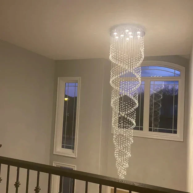 New Trend Spiral Crystal Chandelier For Staircase-MEET LIGHTING