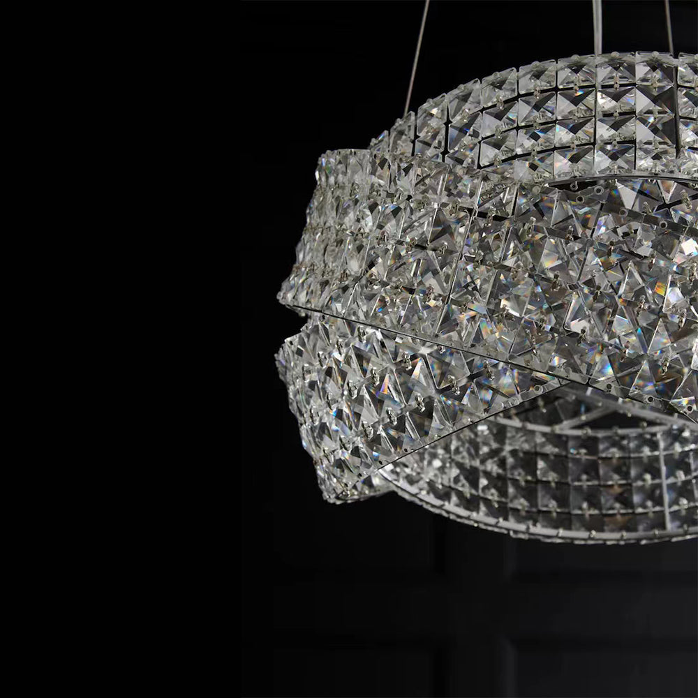 Round Crystal Ring Chandelier in Silver/Gold Finish for Lowg-ceiling-MEET LIGHTING