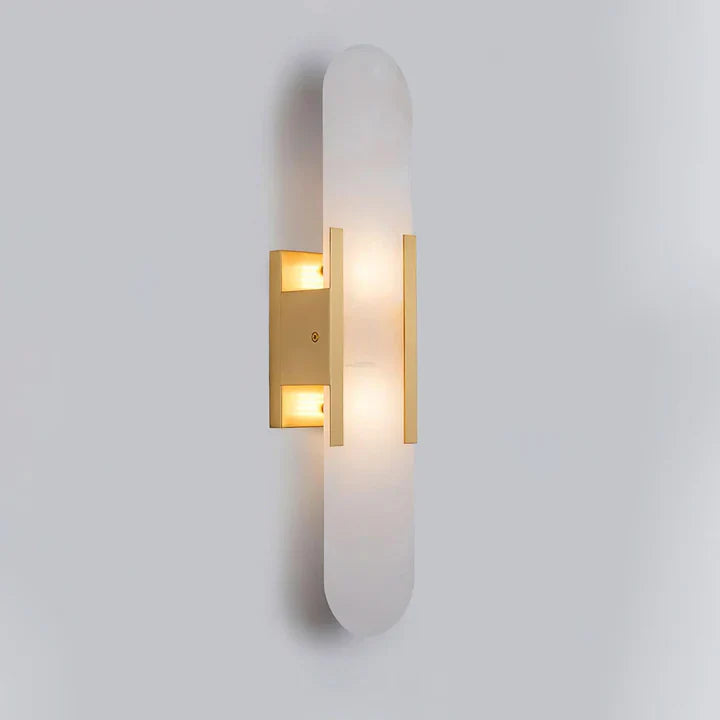 Modern Melange Elongated Alabaster Linear Wall Sconce