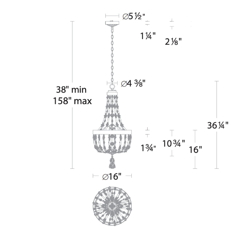 Meet Crystal Chandelier S2816 Bali 16" LED Pendant