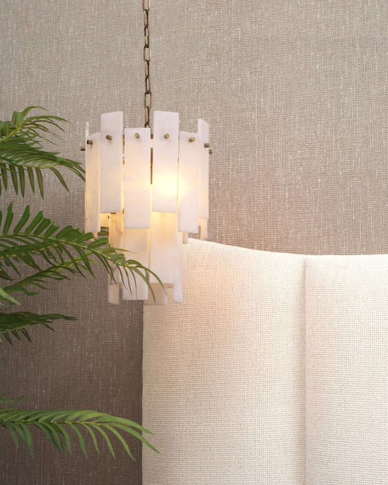 7-light 2-tier Alabaster marble Round Chandelier 13" with adjustable chain 150cm