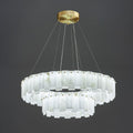 Double Layer Round Alabaster Chandelier For Living Room Dining Room