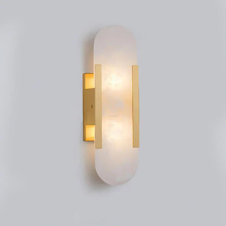 Modern Melange Elongated Alabaster Linear Wall Sconce