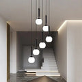 Extra Large Nordic Minimalist Long Pendant Light for Spiral Staircase/High - ceiling Room - 6 Lights/D15.7"*H59"BlackWarm LightBlushlighting