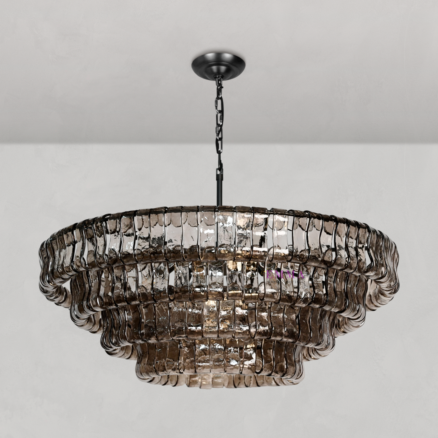 Art Glass Ghiaccio Round Chandelier 36" 48" 60"