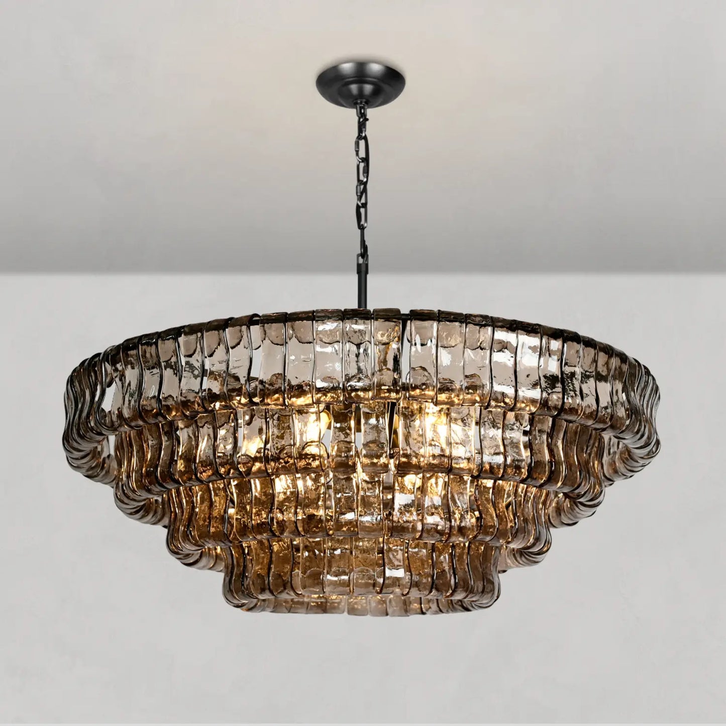 Art Glass Ghiaccio Round Chandelier 36" 48" 60"