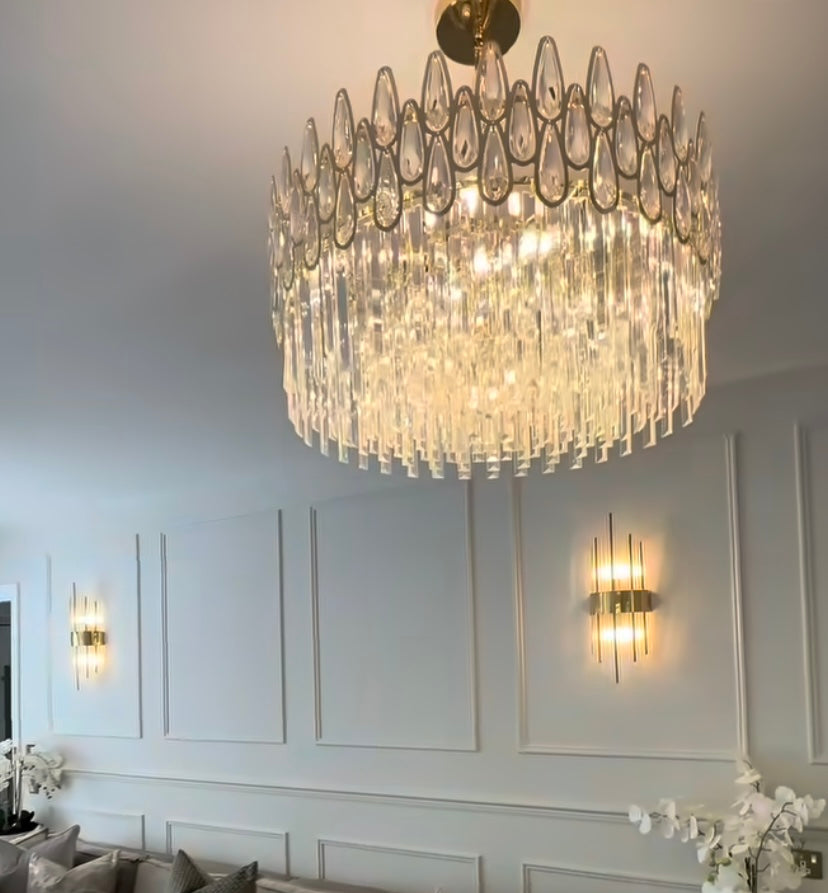 Modern Round/Rectangular Raindrop Crystal Chandelier for Low-ceiling-MEET LIGHTING