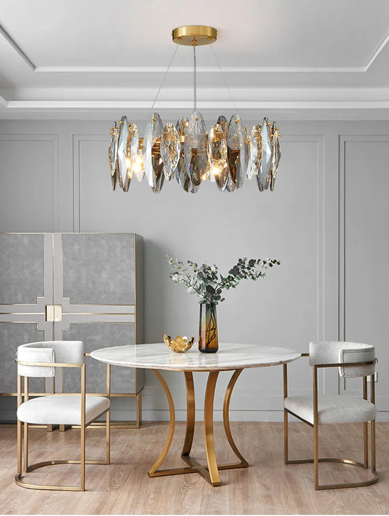 Multi-Sided Crystal Round Chandelier