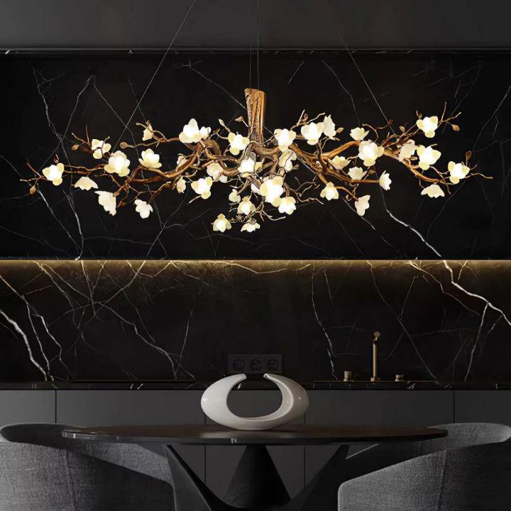 Flower Bloom Branch Brass Chandelier - Brass and WhiteDia 47.2″(120cm) x H 17.7″(45cm)Blushlighting