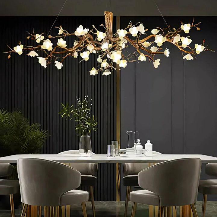 Flower Bloom Branch Brass Chandelier - Brass and WhiteDia 47.2″(120cm) x H 17.7″(45cm)Blushlighting