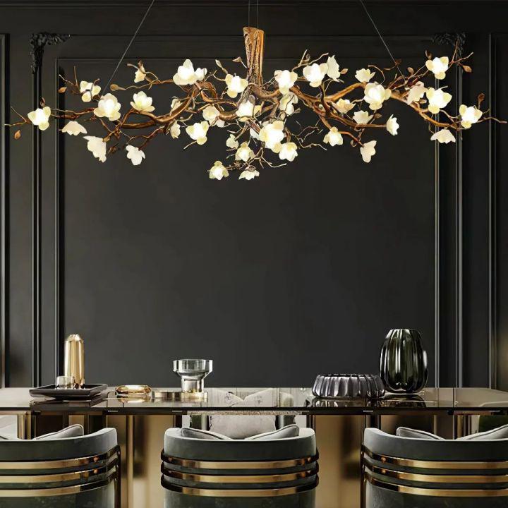 Flower Bloom Branch Brass Chandelier - Brass and WhiteDia 47.2″(120cm) x H 17.7″(45cm)Blushlighting