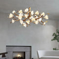 Flower Bloom Branch Brass Chandelier - Brass and WhiteDia 31.5″(80cm) x H 15.7″(40cm) Meet Lighting