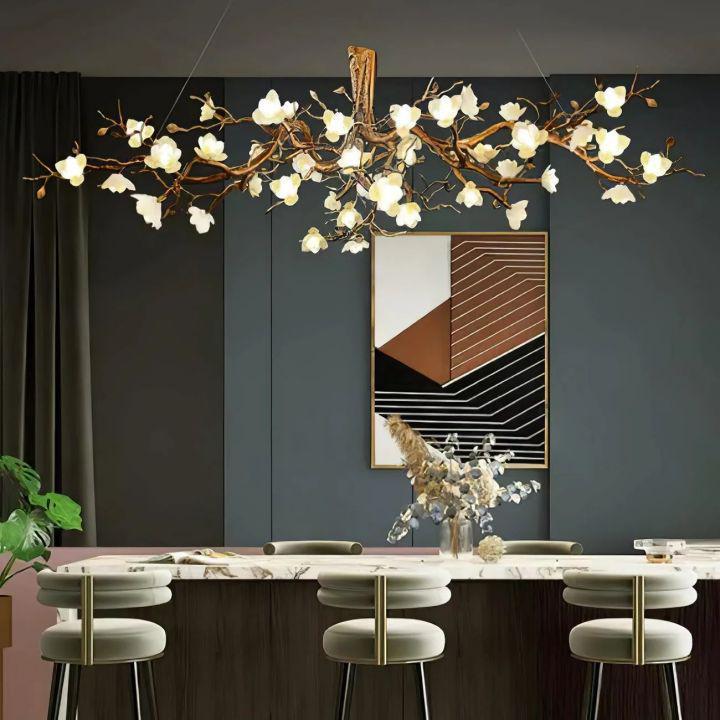 Flower Bloom Branch Brass Chandelier - Brass and WhiteDia 47.2″(120cm) x H 17.7″(45cm)Blushlighting