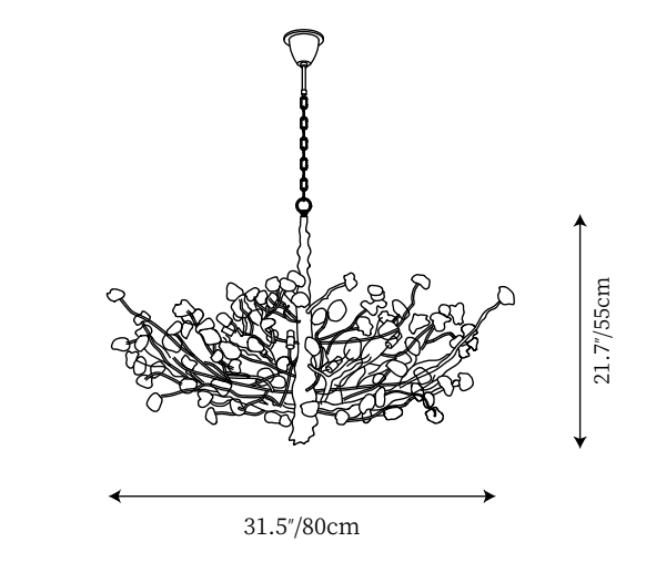 Gemstone Branch Chandelier with Artistic Design for Bedroom or Living Room - 8 Lights/D23.6"*H21.65"Warm Light Meetlighting