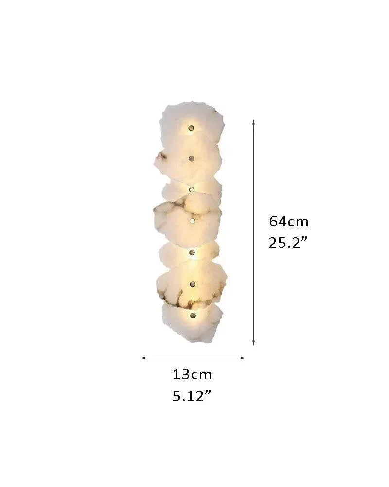 Geometric Wall Sconce | Multi-head Sculptural Natural White Marble with Polished Brass and Gold Accents, Polished Brass for Modern Living Rooms and Hallways L13*H64CM L5.12*H25.2" White + Brass Modern Art Design Wall Lamp