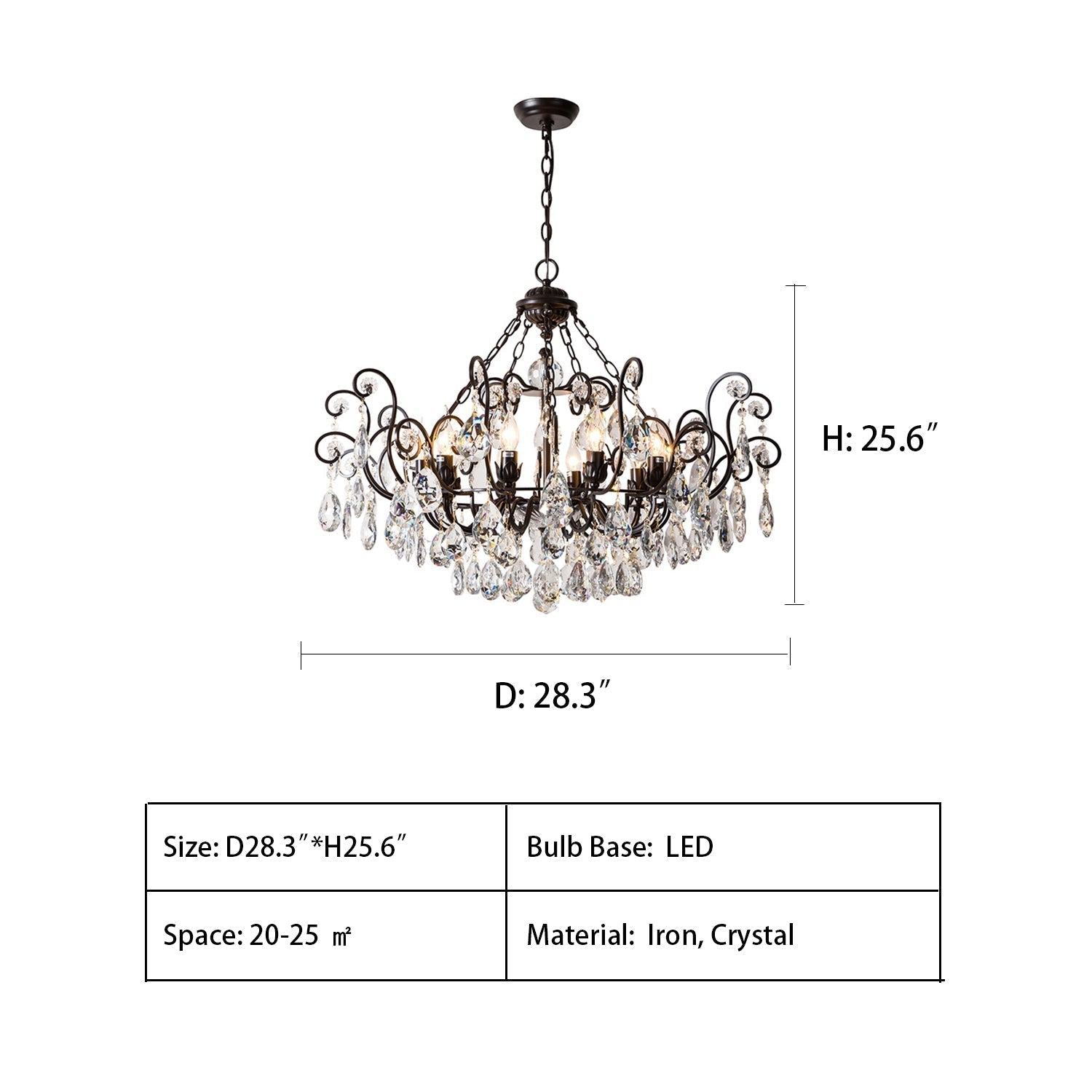 European Retro Light Luxury Crystal Pendant Electronic Candle Chandelier for Living Room / Dining Room / Bedroom-MEET LIGHTING