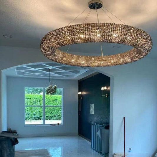 Halo Crystal Round LED Chandelier 59"