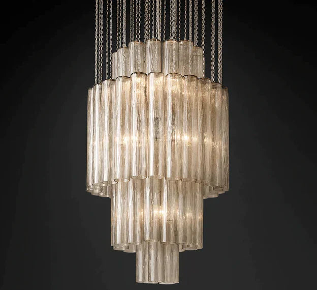 Luxury Italian Style Tubular Glass Chandelier With Chrome Finish-MEET LIGHTING
