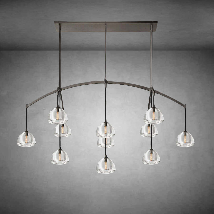 Hemispher Modern Glass Linear Chandelier 54'' 72''