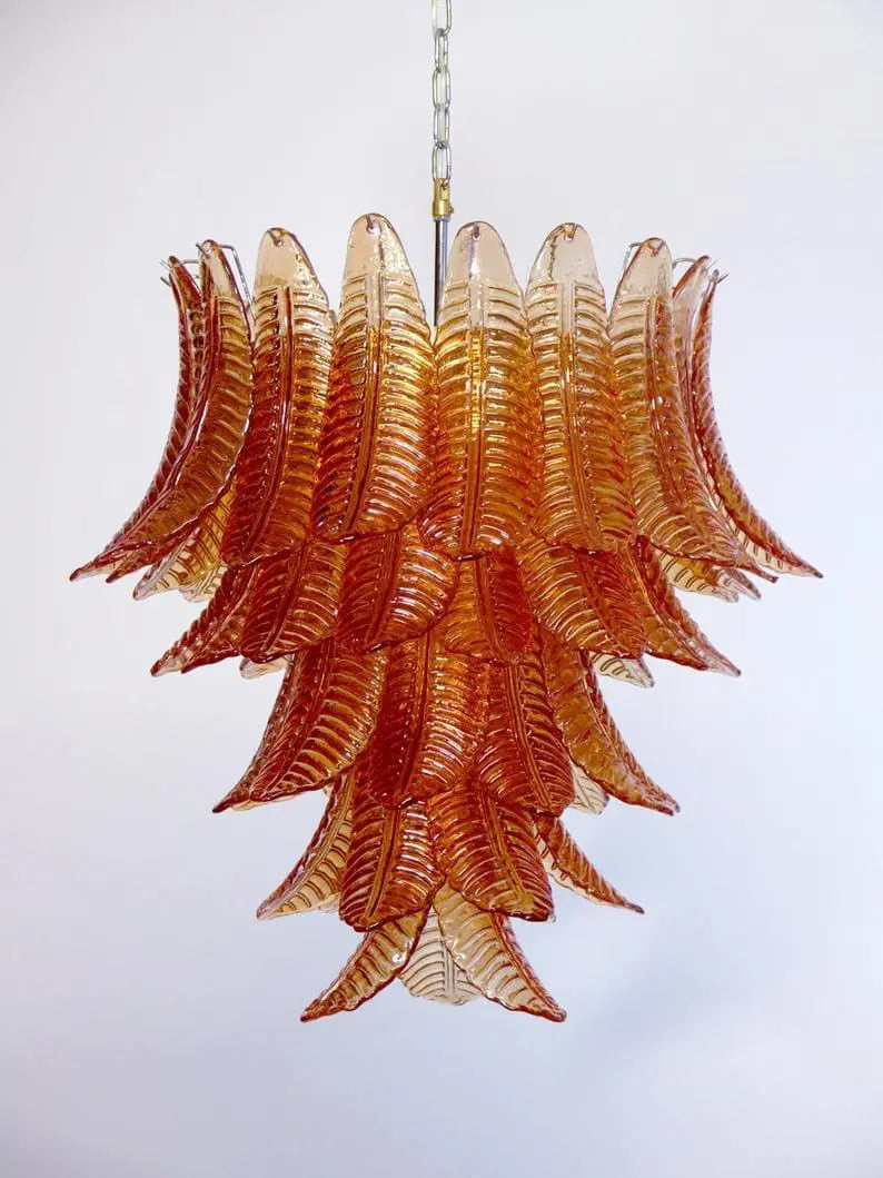 Murano Chandelier – 52 glass leaves – Amber by Meetlighting