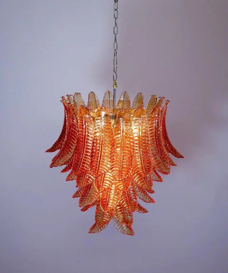 Murano Chandelier – 52 glass leaves – Amber by Meetlighting