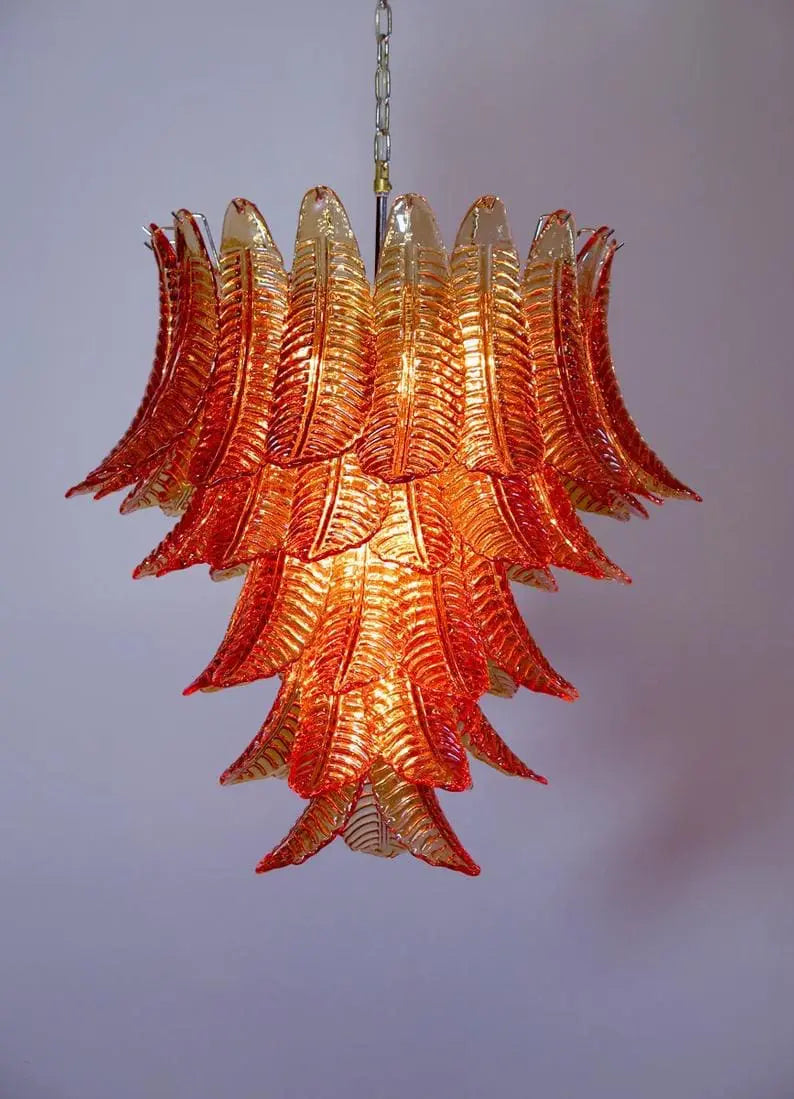 Murano Chandelier – 52 glass leaves – Amber by Meetlighting