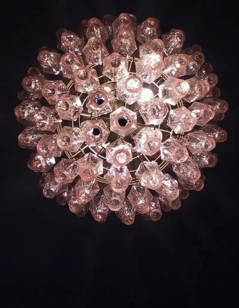 Murano Chandelier – Poliedri -140 glass – Pink by Meetlighting