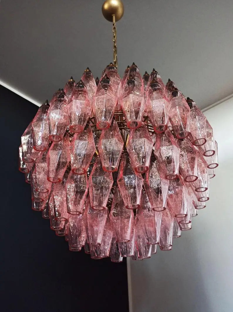 Murano Chandelier – Poliedri -140 glass – Pink by Meetlighting