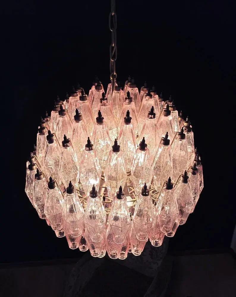 Murano Chandelier – Poliedri -140 glass – Pink by Meetlighting