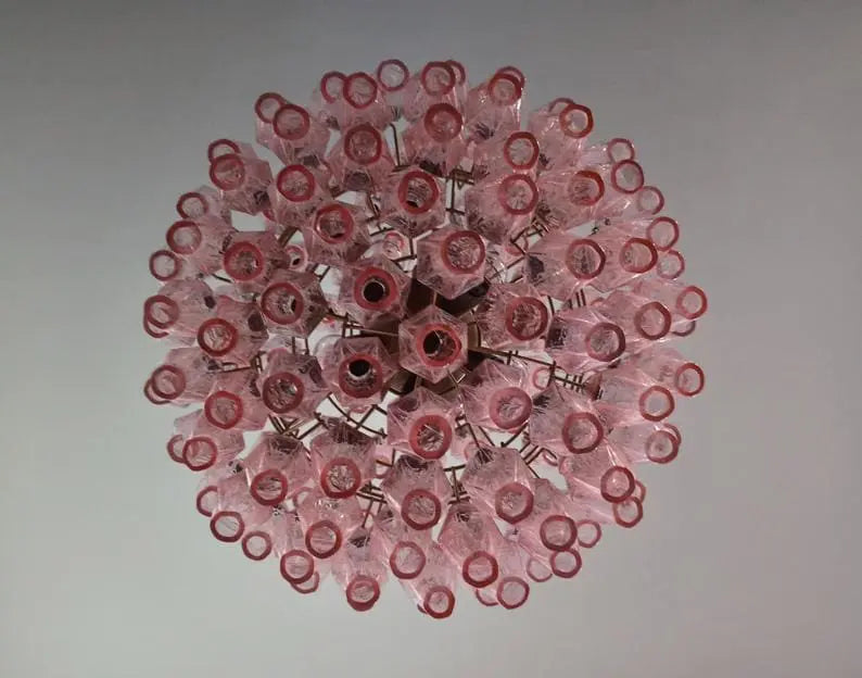 Murano Chandelier – Poliedri -140 glass – Pink by Meetlighting