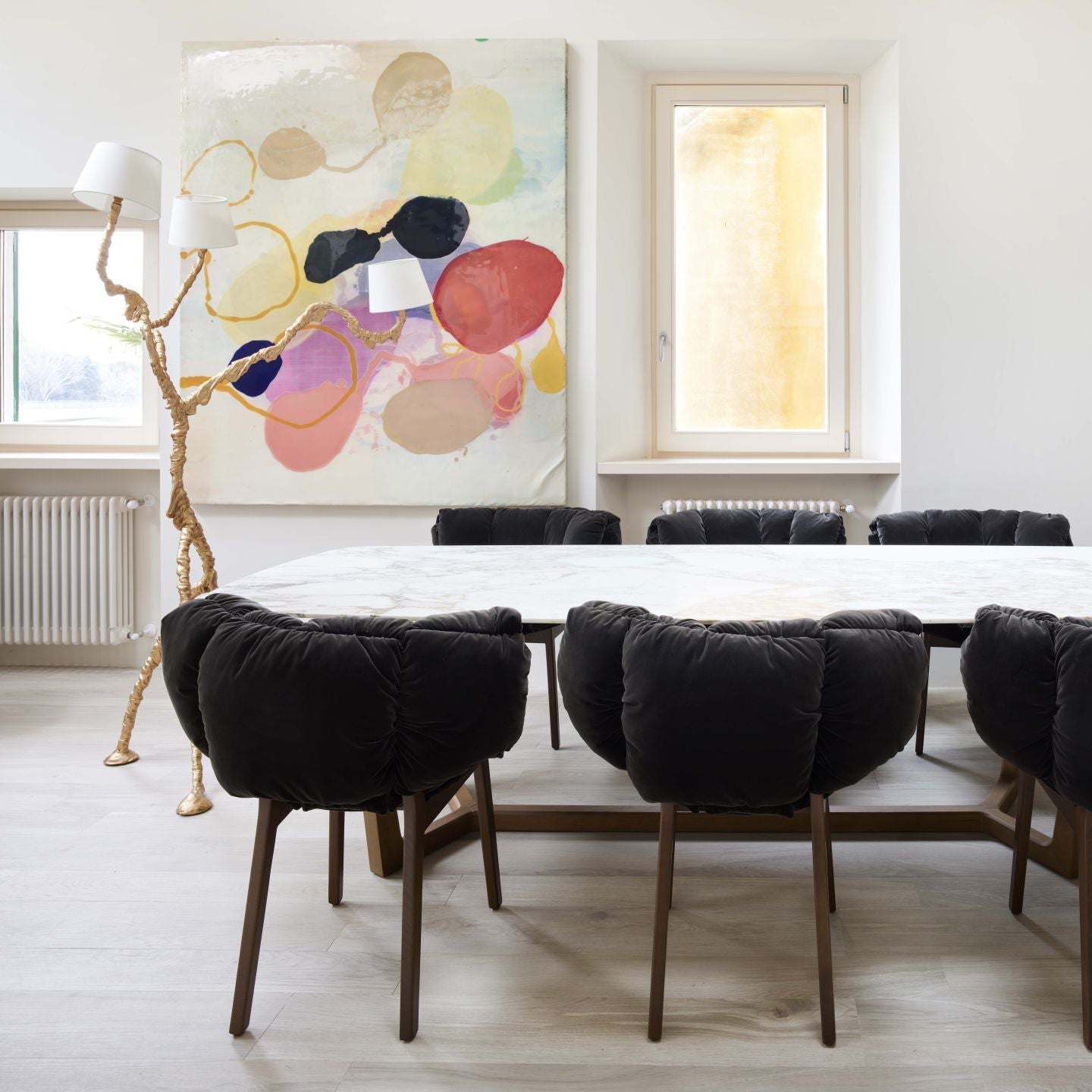 Ines Brass Three-Light Floor Lamp - Ø 31.5″ × H 78.7″Brass / WhiteUS Plug Meet Lighting