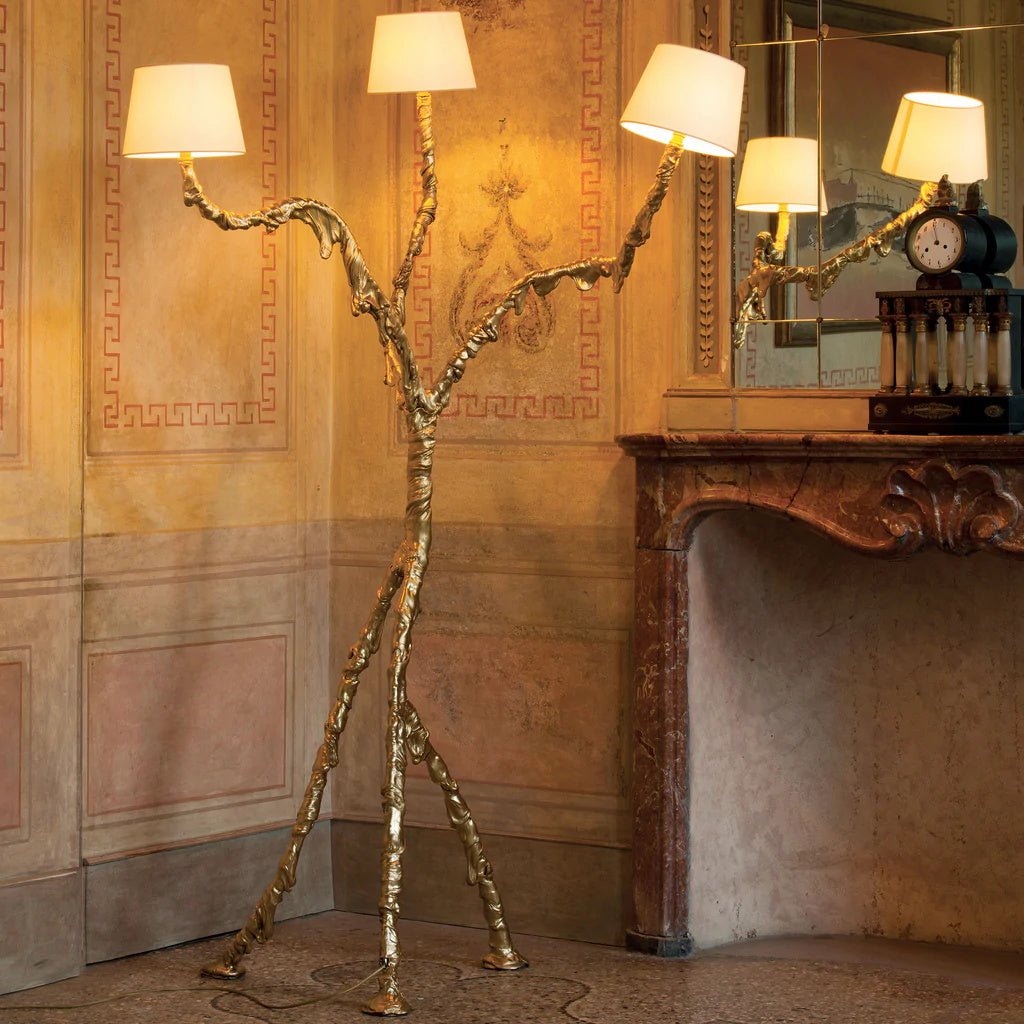 Ines Brass Three-Light Floor Lamp - Ø 31.5″ × H 78.7″Brass / WhiteUS Plug Meet Lighting